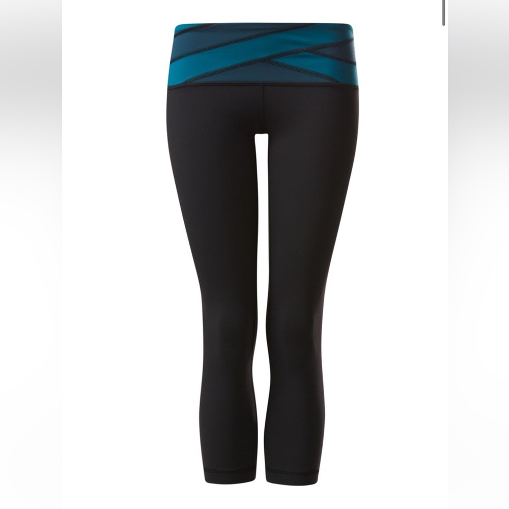 Lululemon Wunder Under Crop III Black / Tofino Teal / Alberta Lake 6